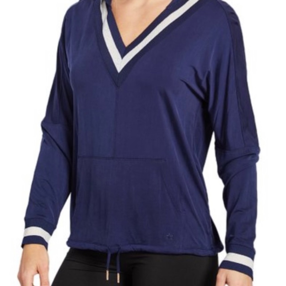Splendid Women’s Striped V-Neck Hooded Pullover